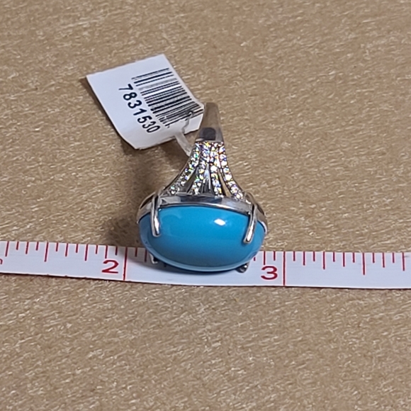 NEW Premium Arizona Sleeping Beauty Turquoise & Zircon Ring Size 6 - Picture 8 of 14
